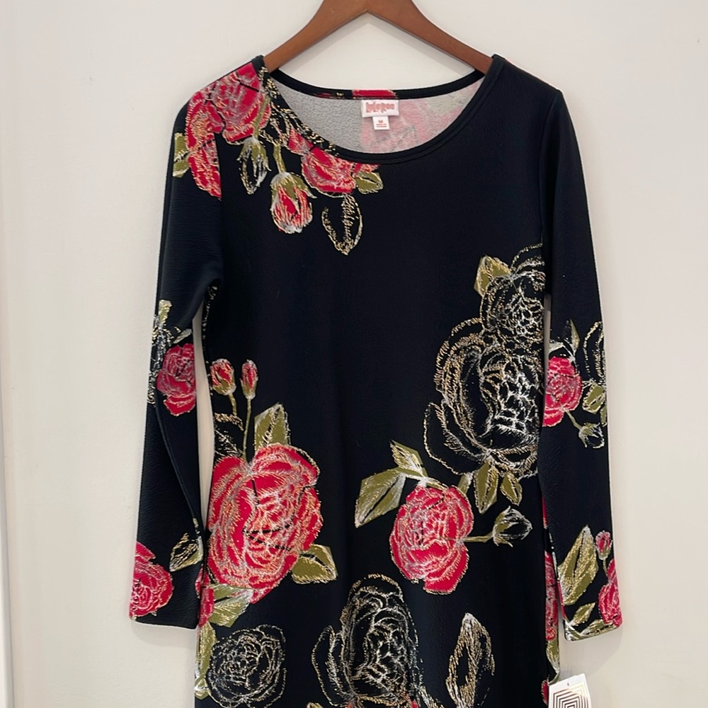 LuLaRoe Rose Floral Long Sleeve Debbie Knit Dress